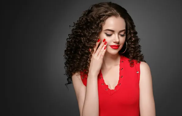 Picture girl, model, makeup, hairstyle, curls, model, Ryabusjkina Irina