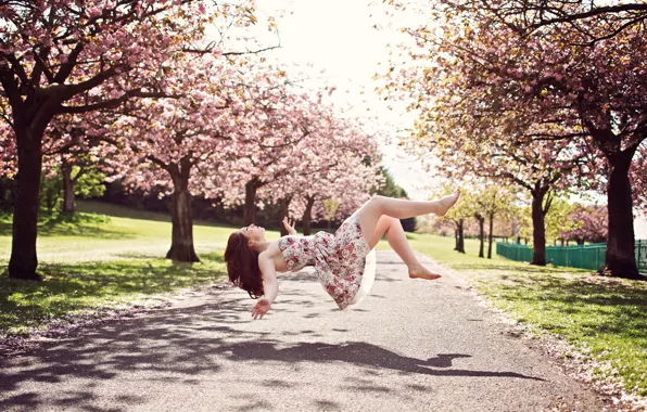 Picture girl, mood, spring, levitation