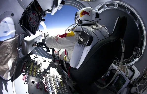 Picture jump, stratosphere, Red Bull, Stratos, Felix Baumgartner