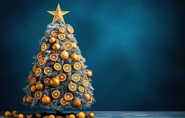 Decoration, tree, New Year, Christmas, new year, Christmas, tree, orange