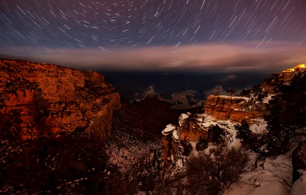 Stars, night, valley, canyon