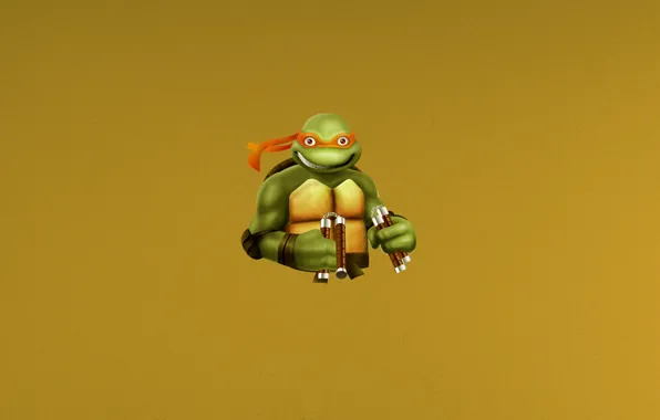 Picture minimalism, ninja, minimalism, Michelangelo, Michelangelo, Turtles, Teenage, Ninja