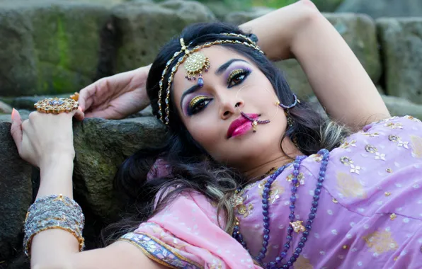 Girl, decoration, makeup, woman, Indian, indian brunette