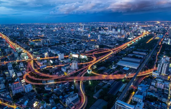 The sky, the city, building, road, Thailand, Thailand, Bangkok, the view from the top