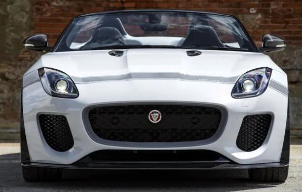 Picture white, wall, Jaguar, bricks, grille, bumper, the front, V8
