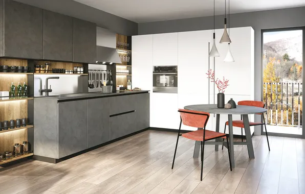 Style, Villa, interior, Italy, kitchen, dining room, dining area, Italian design
