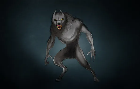 The dark background, wolf, werewolf, growls, wolf, werewolf