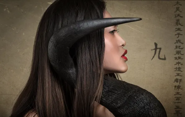 Makeup, characters, profile, horn, Horn, Oriental girl, Joachim Bergauer