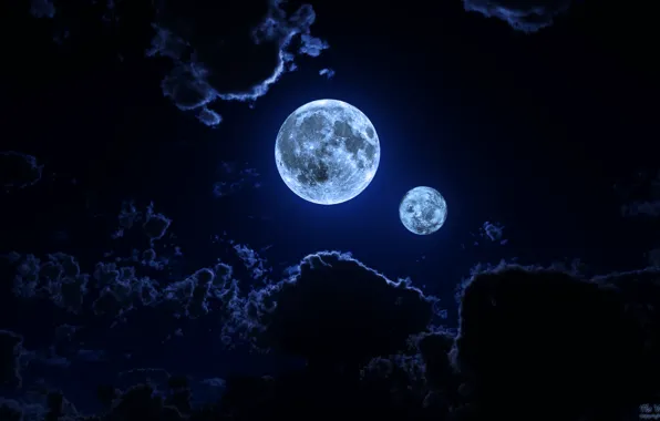 The sky, clouds, planet, Night, The moon