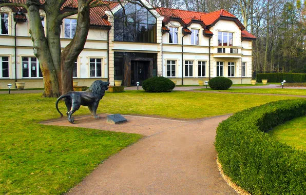 Park, alley, building