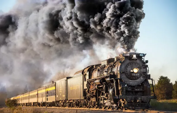 Picture smoke, the engine, railroad