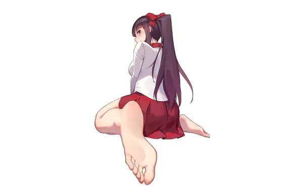 Picture girl, skirt, white background, sitting, Romantic Saga of Beauty & Devil