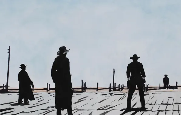 The film, silhouette, cowboy, Western