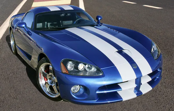 Blue, strip, coupe, supercar, drives, viper, Dodge, Viper