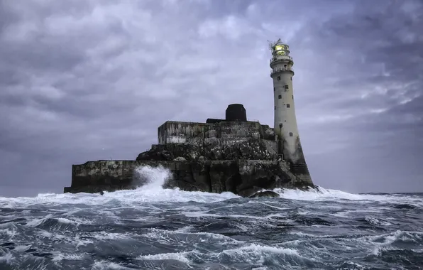 Picture sea, landscape, lighthouse, Fastnet Rock