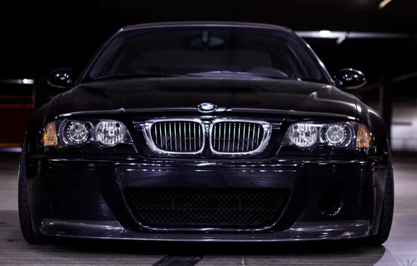 BMW, Black, E46, M3, Front viev