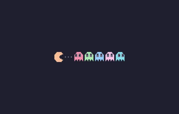 Picture the dark background, Minimalism, The game, Pac Man, Game, Pacman