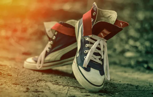 Shoes, sneakers, bokeh, P u m a