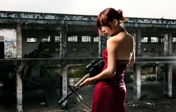 Picture model, dress, machine