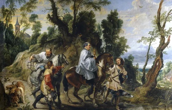 Picture picture, genre, Peter Paul Rubens, Pieter Paul Rubens, Help Rudolph Of Habsburg Priests