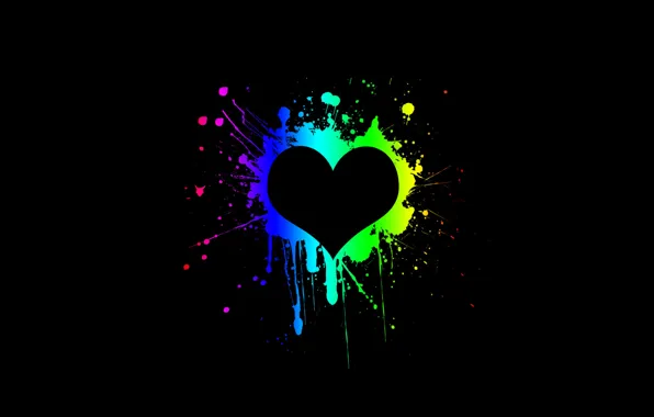 Black, paint, heart, Heart