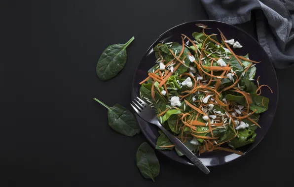 Carrots, salad, spinach