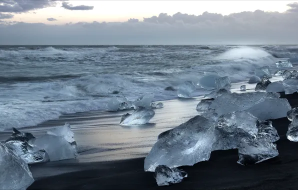 Picture coast, ice, Iceland, Iceland, Jökulsarlon beach