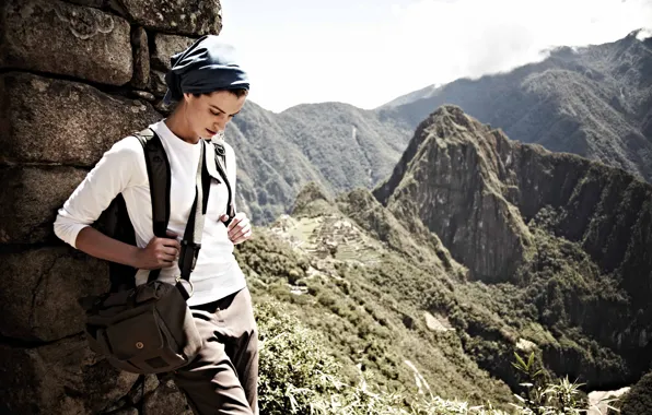 Download wallpaper Girl, Mountains, Peru, Peru, Machu Picchu, Machu ...