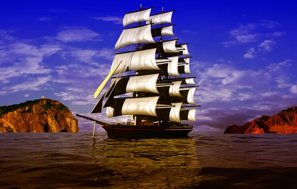 Ocean, historical, galleon, historic, frigate, mast, navigation, nautical