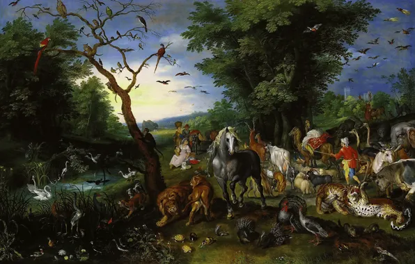 Picture, mythology, Jan Brueghel the younger, The eviction of Animals in Noah's Ark