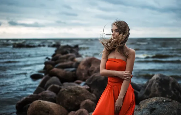 Picture Light, Orange, Red, Sky, Model, Water, White, Female