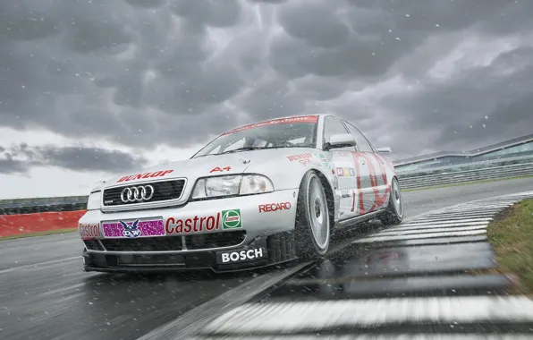 Audi, Race, Front, Water, Silver, Track, Audi A4, A4 B5
