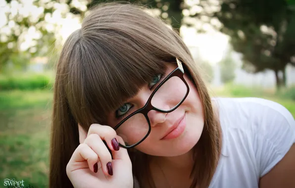 Girl, portrait, glasses