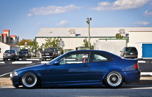 BMW, BMW, tuning, bbs, E46, stance, blue