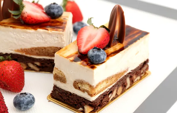 Picture berries, chocolate, cake, cake, cake, cream, dessert, cakes