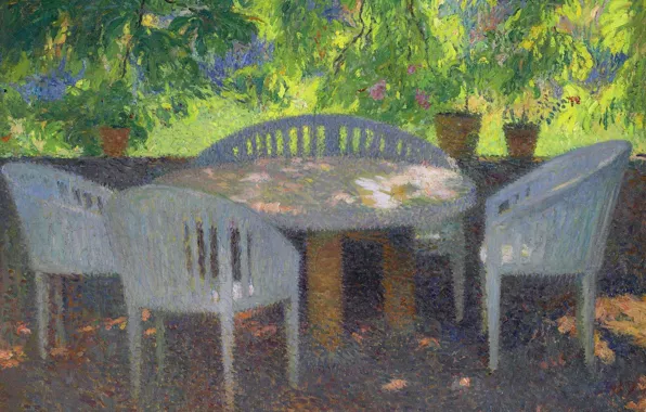 Table, picture, garden, Henri-Jean Guillaume Martin, Henri Matrin, Under the Grand Marquayrol