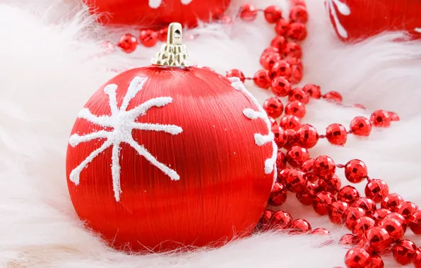 Red, holiday, new year, ball, Christmas, ball, beads, christmas