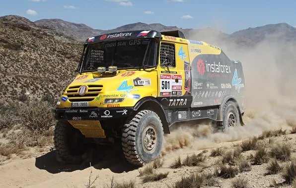 Sand, Mountains, Yellow, Dust, Sport, Truck, Yellow, 4x4