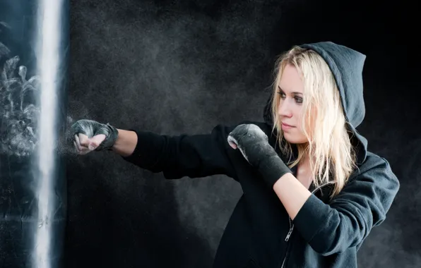 Picture woman, boxing, training