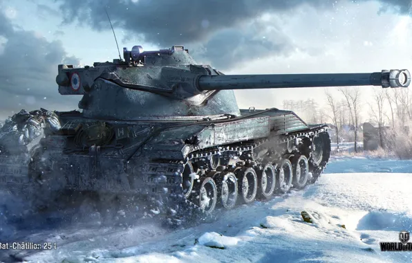 Picture winter, snow, tank, average, World of Tanks, French, WOT, Bat.-Châtillon 25 t
