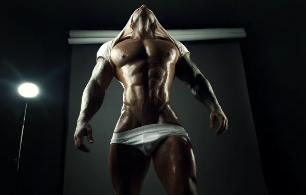 Pose, figure, tattoo, guy, torso, bottoms, Alexander Mölln, pumped up