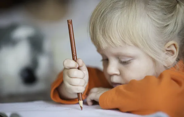 Picture mood, pencils, girl