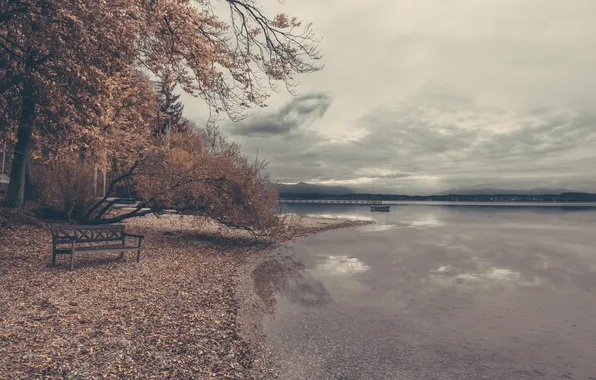 Autumn, the city, Park, bench