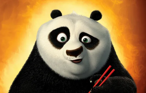 Background, cartoon, sticks, Panda, poster, Kung Fu Panda 4, Kung Fu Panda 4