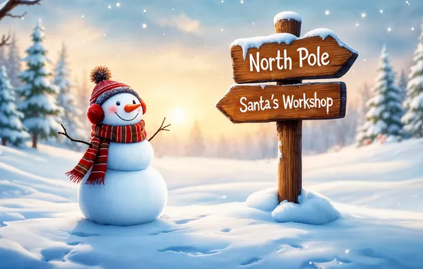 Winter, snow, decoration, Christmas, New year, snowman, happy, Christmas
