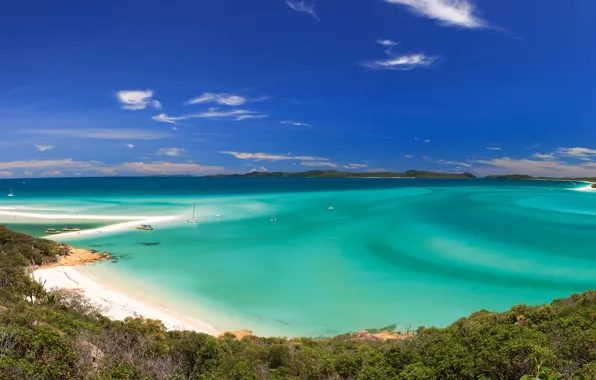 Sea, beach, the sky, coast, boat, Bay, yacht, horizon