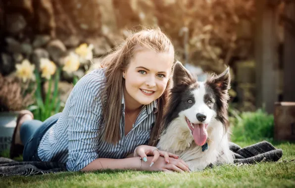 Picture summer, girl, dog