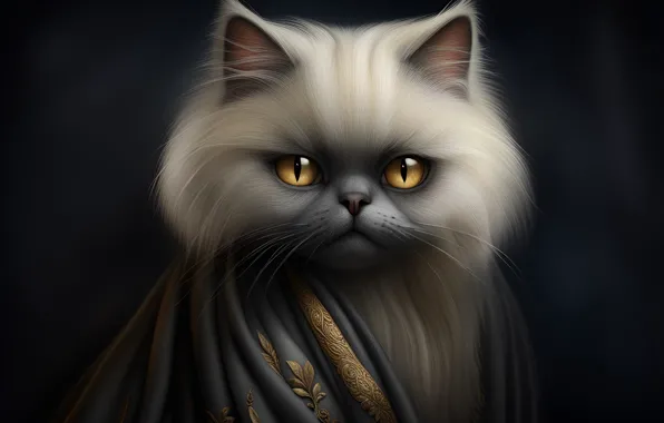 Cat, cat, look, pose, the dark background, kitty, grey, portrait