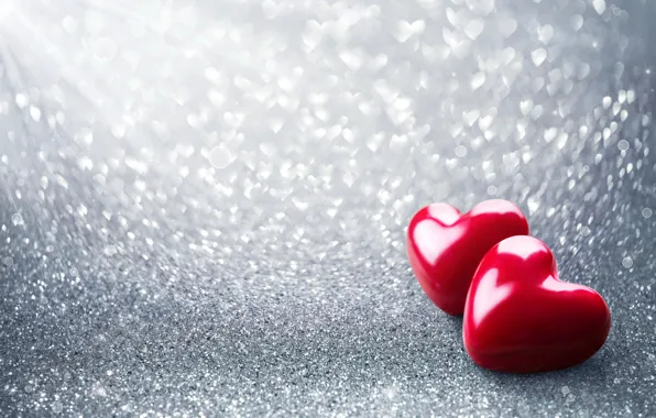 Red, love, romantic, hearts, bokeh, valentine`s day