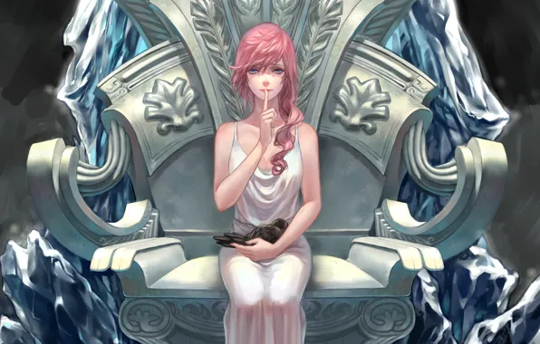 Picture ice, girl, bird, art, gesture, the throne, final fantasy, xiii